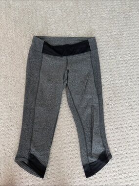 lululemon athletica Grey Capri Leggings with Black Panels